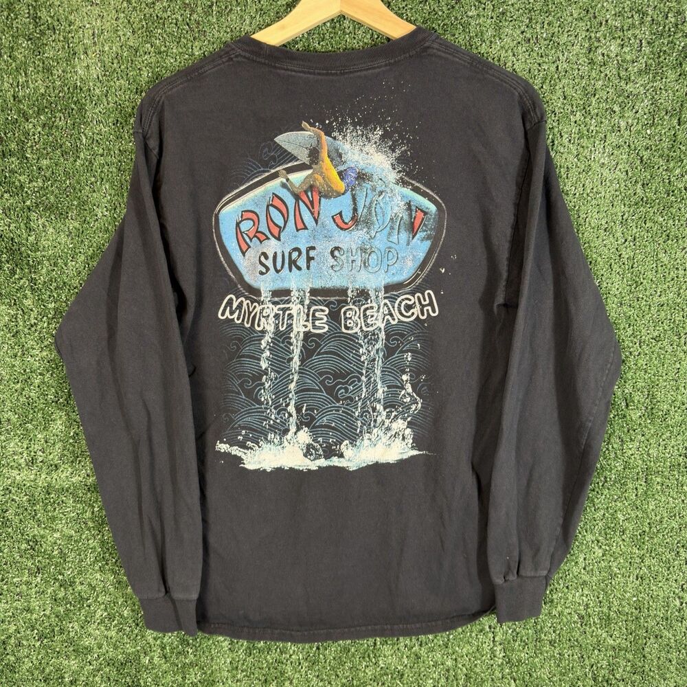 Ron Jon Surf Shop Graphic T-Shirt Mens M Long Sleeve Surf Waves Y2K Myrtle Beach